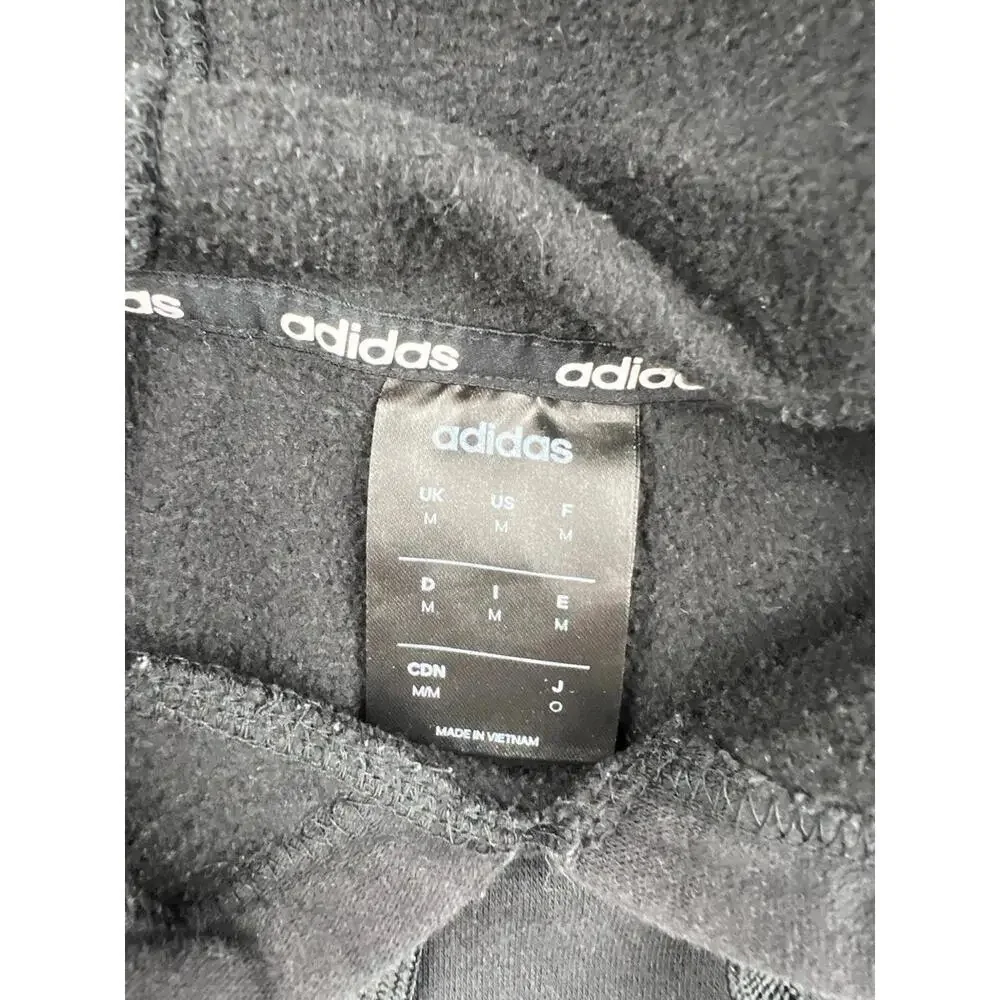 Adidas Men's Black Hoodie with White‎ Stripes Size Medium